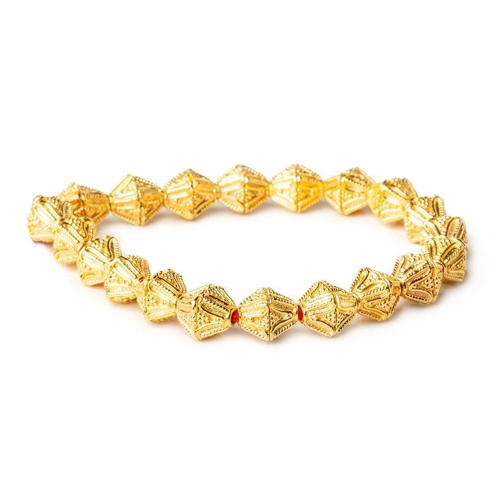 8x8x5mm 22kt Gold Plated Copper Pyramid Square Bead Cap 8 inch 38 pcs