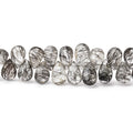 9-10mm Black Tourmalinated Quartz Faceted Pear Beads 8 inch 60 pieces