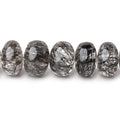 9-10mm Black Tourmalinated Quartz Plain Rondelles 16 inch 63 beads AAA