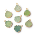 9-10mm Gold Leafed Lime Green Drusy Heart Pendant 1 focal piece