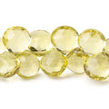 9-10mm Lemon Quartz Faceted Heart Beads 8 inch 44 Beads AAA