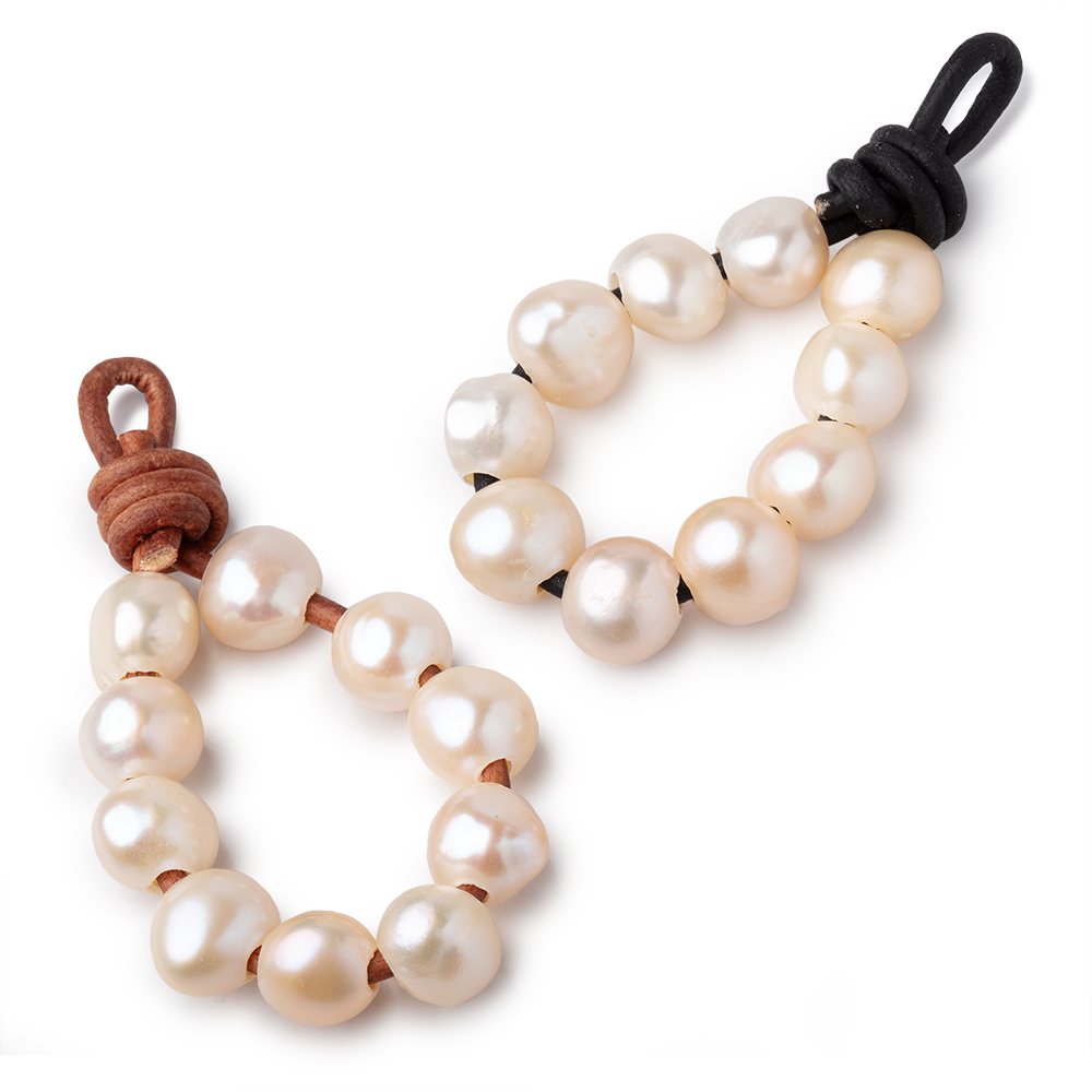 9-10mm Pale Peach Large Hole Baroque Pearls Set of 10