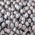 9-10mm Silver Baroque Pearls on Black Gold over .925 Silver Chain