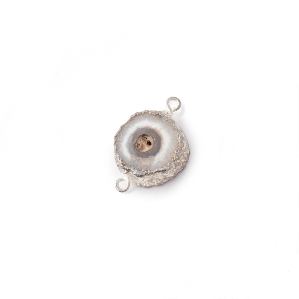 9-10mm Silver Leafed Solar Quartz Slice Connector 1 focal