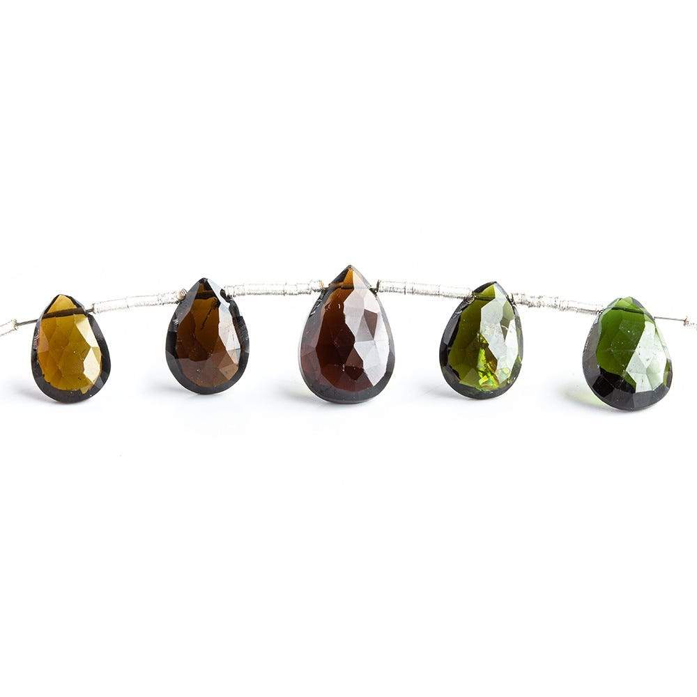 9x6-11x8mm Multi Color Tourmaline Faceted Pear Beads 8 inch 19 pieces