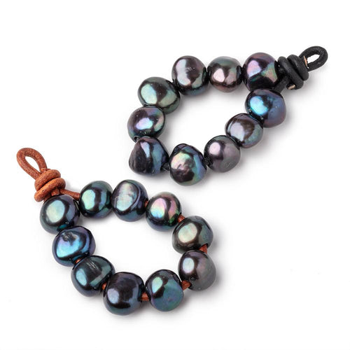 9-11mm Green Peacock Large Hole Baroque Pearls Set of 10