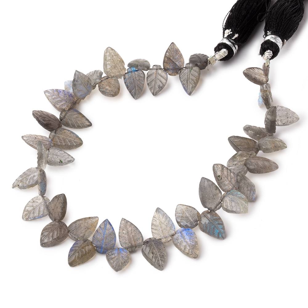 9-11mm Labradorite Carved Leaf Beads 8 inch 48 pieces AA