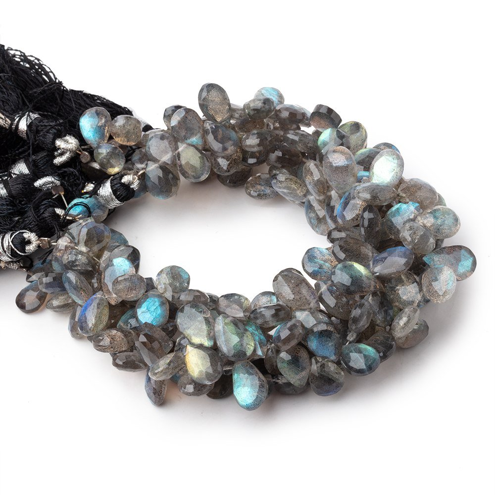 9-11mm Labradorite Faceted Pear Beads 8 inch 52 pieces