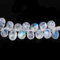 9-11mm Rainbow Moonstone Faceted Pear Beads 9 inch 70 pieces