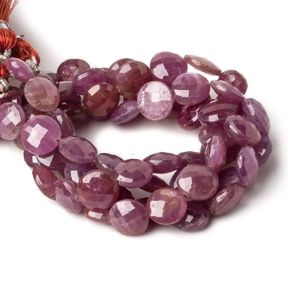 9-11mm Ruby faceted Coin Beads 8 inch 20 beads