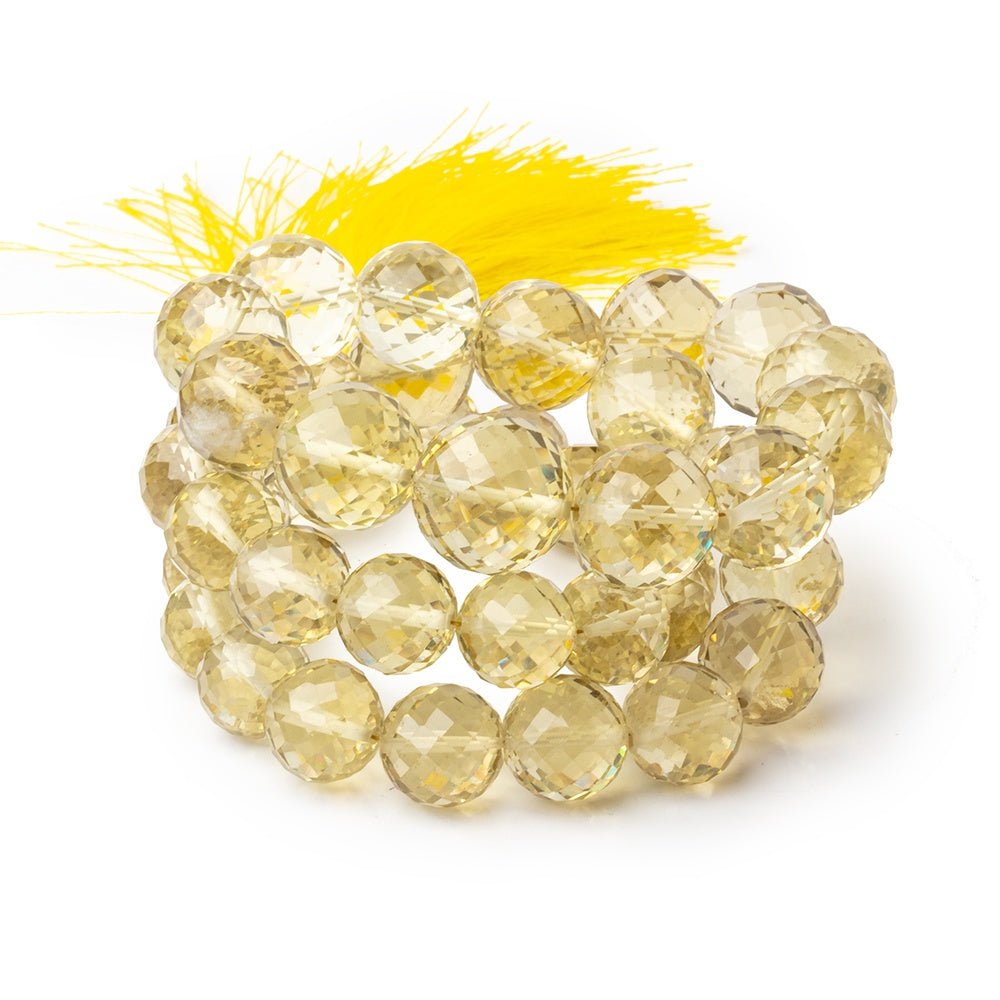 9-13mm Lemon Quartz Faceted Round Beads 16 inch 40 pieces AA
