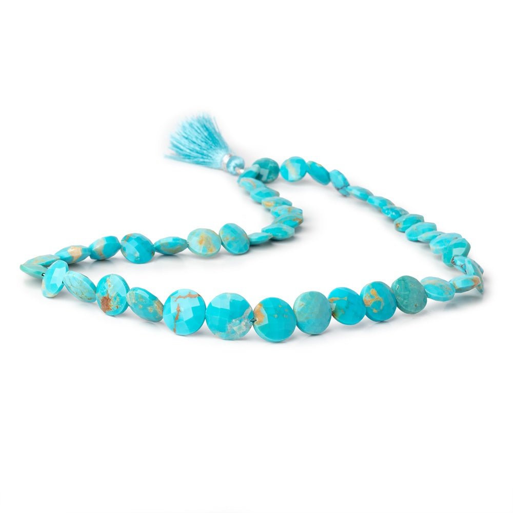 9-13mm Sleeping Beauty Turquoise Faceted Coin 17 inch 43 Beads AA