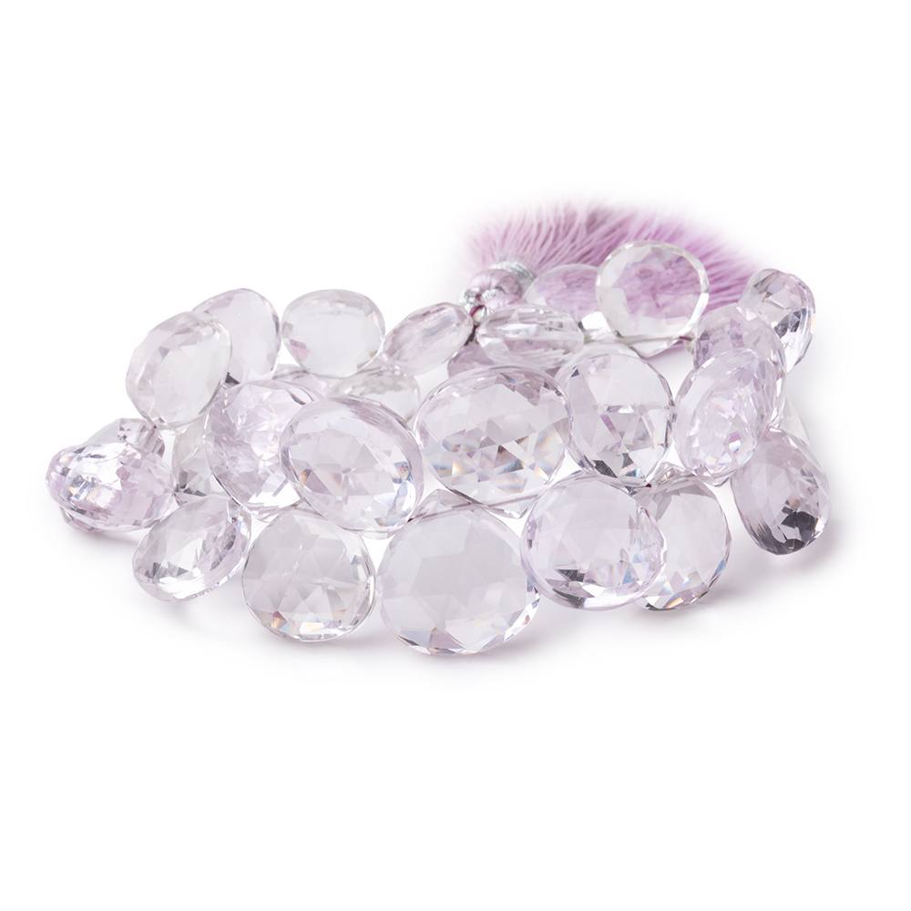9-14mm Pink Amethyst Faceted Heart Beads 6.5 inch 32 pieces