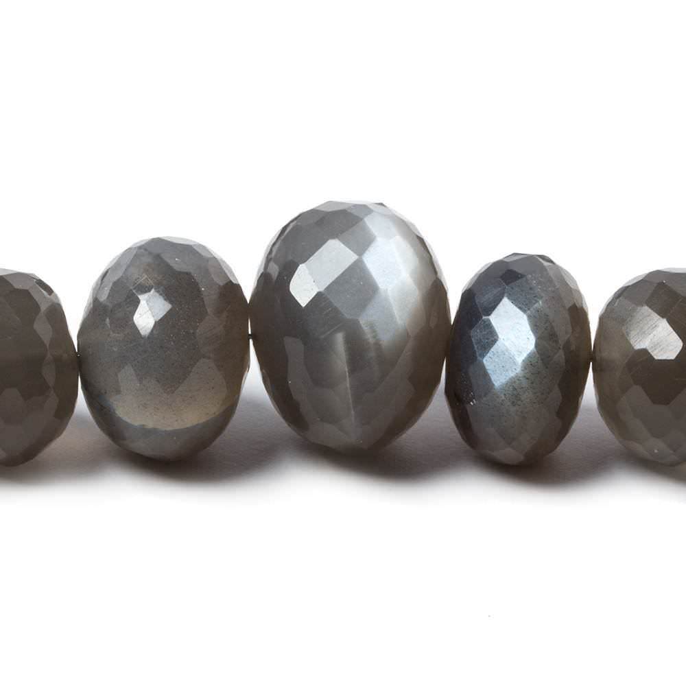 9-14mm Platinum Grey Moonstone faceted rondelles 14 inch 48 Beads