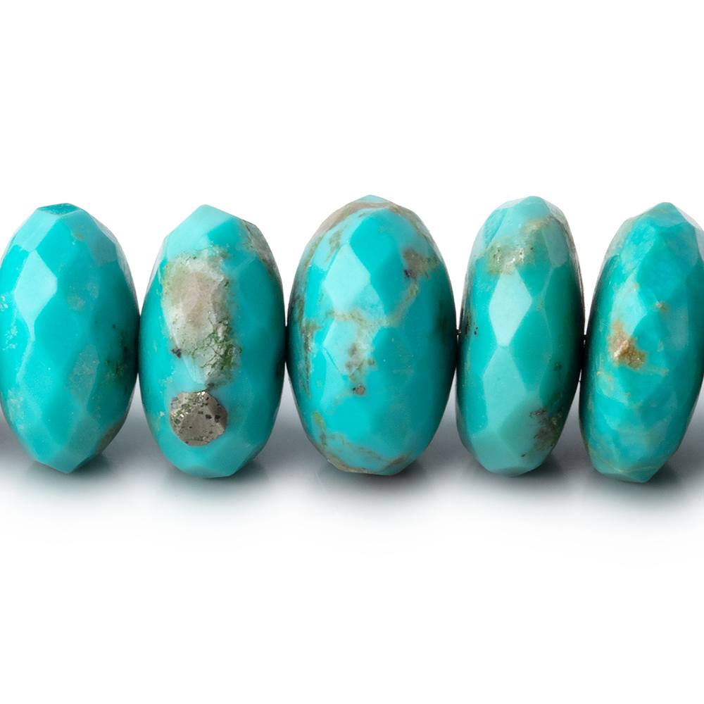 9-16mm Sleeping Beauty Turquoise Faceted Rondelle Beads 20 inch 70 pieces AAA