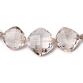 9-17mm Light Smoky Quartz Faceted Pillow Beads 16 inch 35 pieces AAA