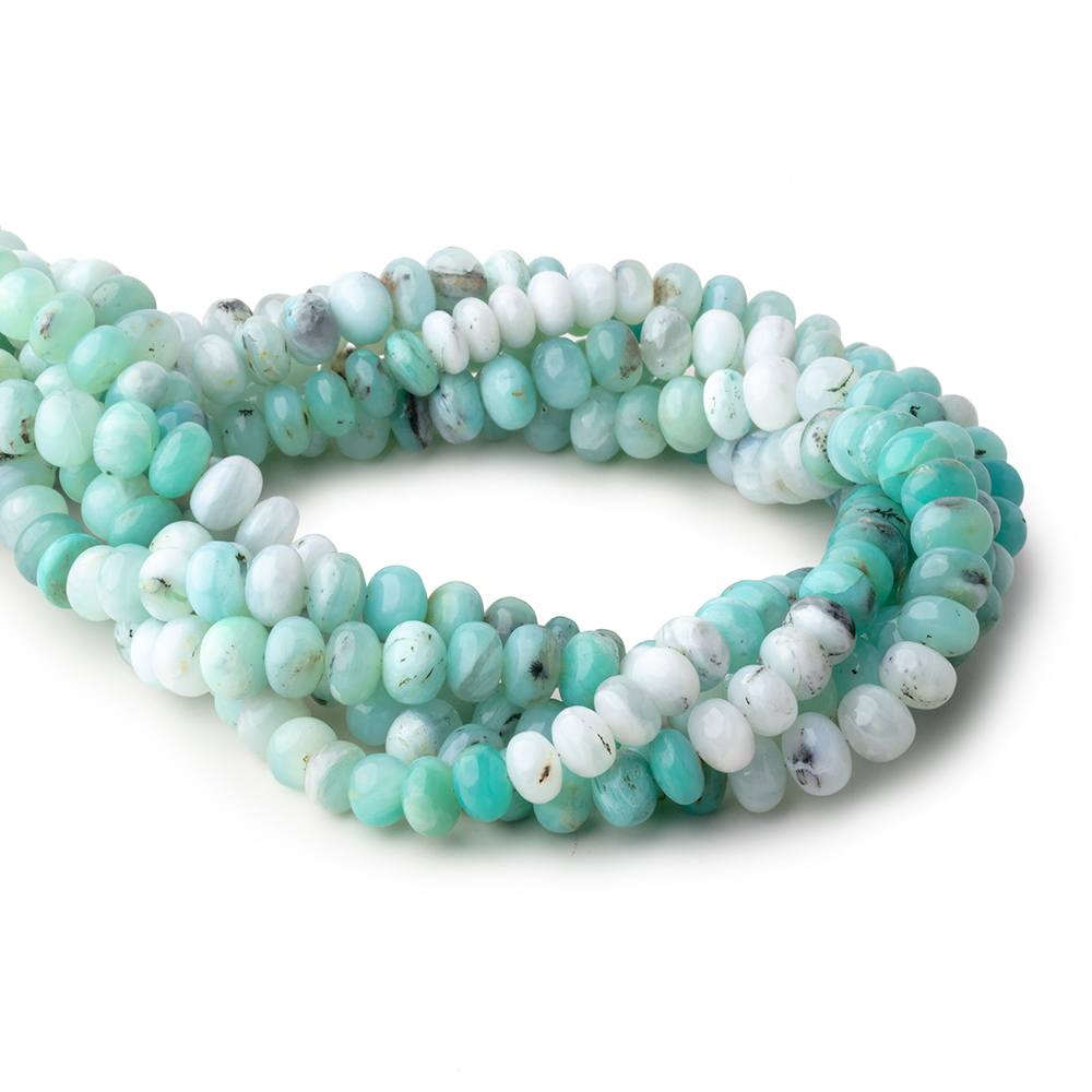 9-9.5mm Blue Peruvian Opal Plain Rondelle Beads 16 inch 60 pieces