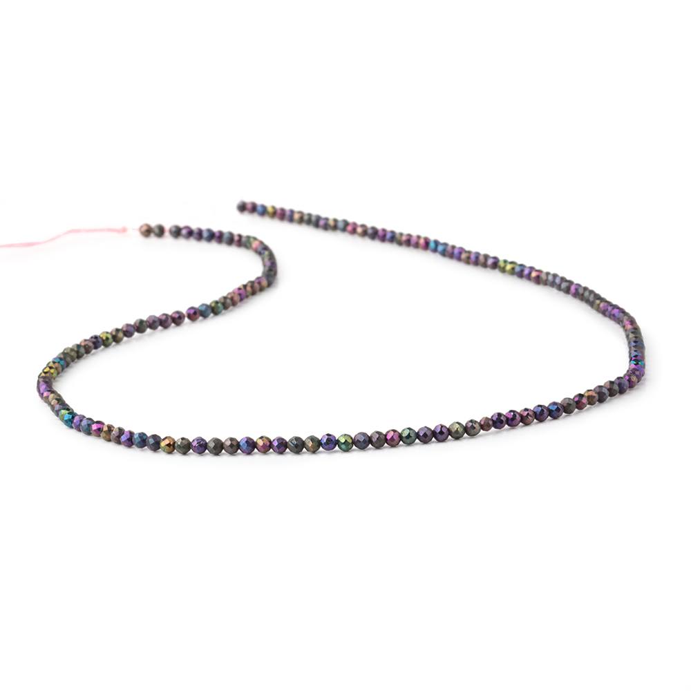 2mm Metallic Violet Black Spinel Micro Faceted Rounds 13 inch 183 beads