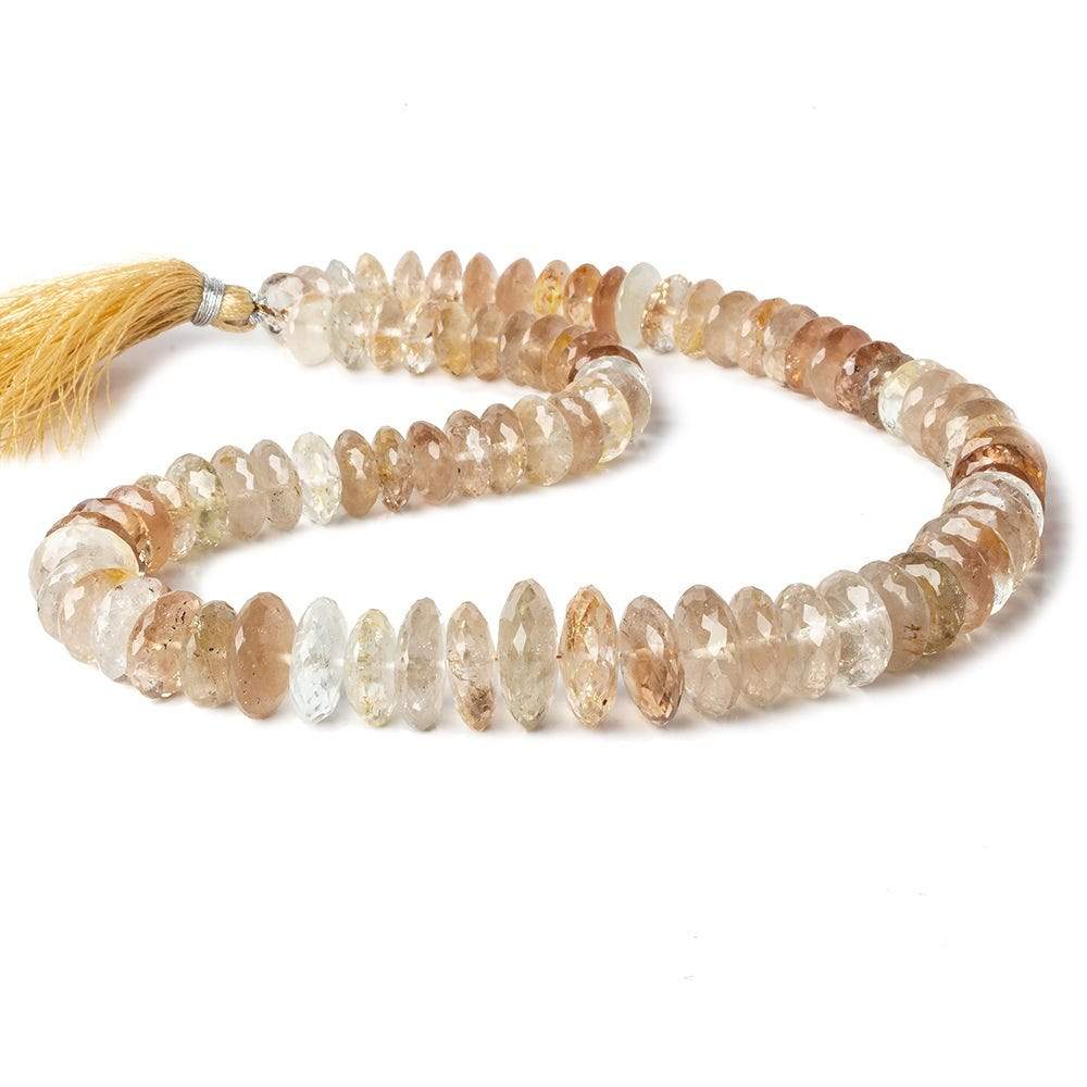 9.5-11.5mm White and Imperial Topaz German faceted rondelles 15.5 inch 82 beads A