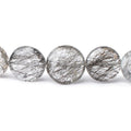 9.5-15mm Black Tourmalinated Quartz Faceted Coin Beads 8.5 inch 18 pieces