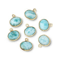 9.5x11mm Vermeil Bezel Larimar Faceted Oval Pendant 1 piece AA