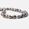 9.5x8-11x9mm Dark Mink Silver Baroque 2.5mm large hole Pearls 15 in. 39 pcs