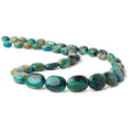 9.5x8.5-19.5x14.5mm Peruvian Blue Opal & Matrix plain oval nuggets 20 inch 37 beads AA