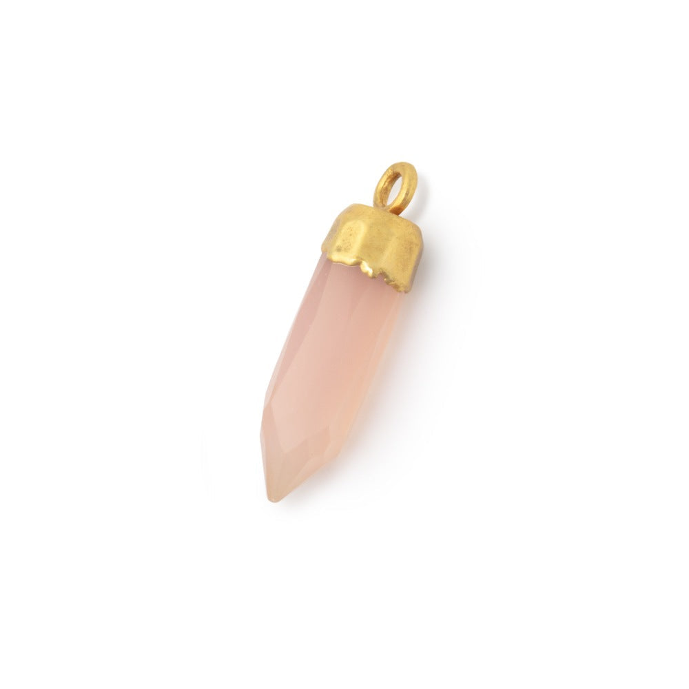 23x6mm Gold Leafed Rose Chalcedony Spike Pendants 1 piece