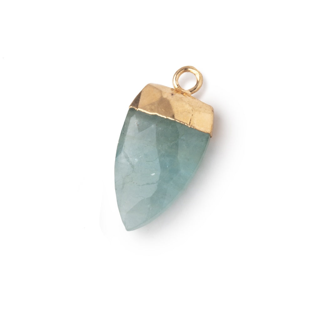 19x10mm Gold Leafed Aquamarine faceted Point Pendant 1 piece