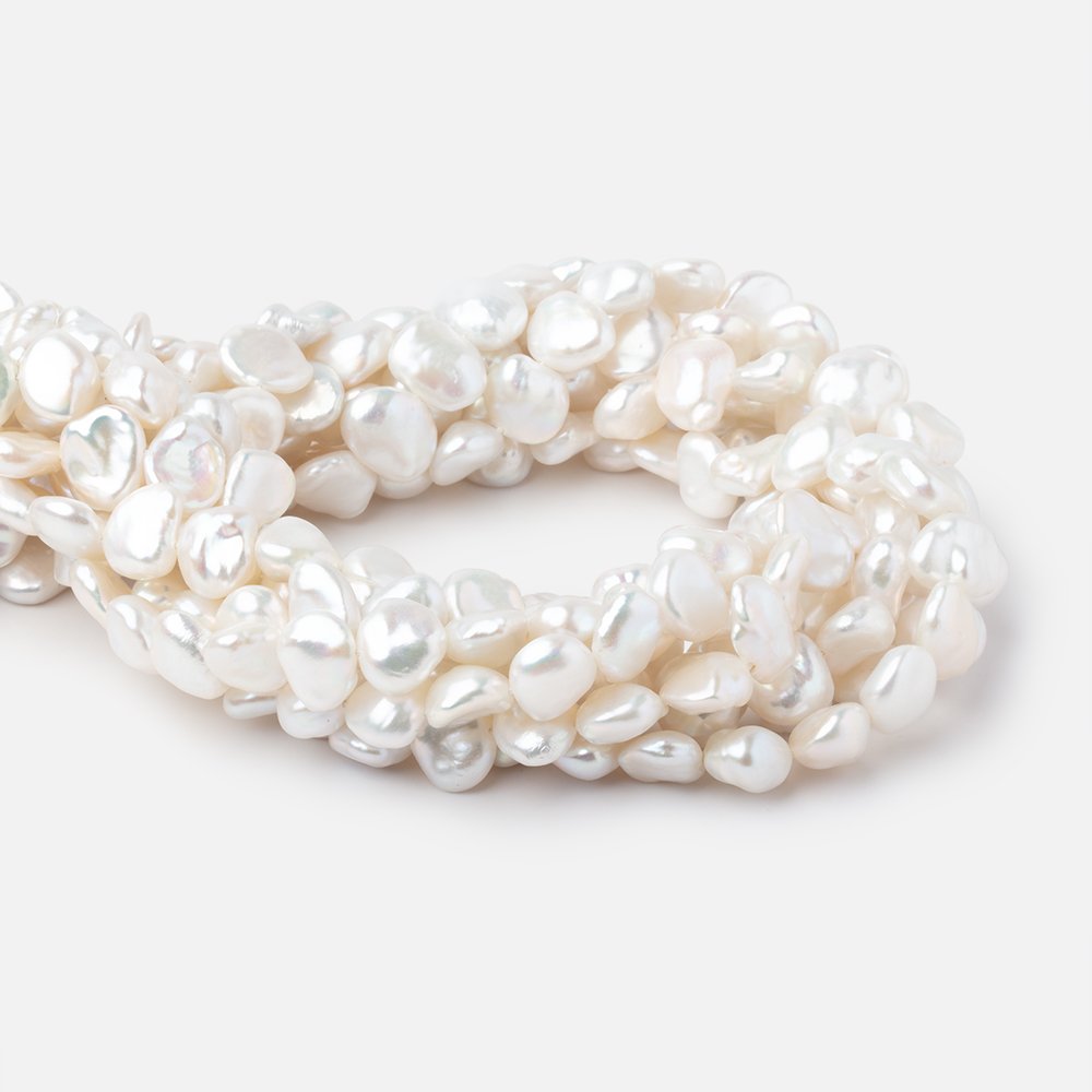 9-10mm Off White Side Drilled Keshi Freshwater Pearls 16 inch 45 pieces