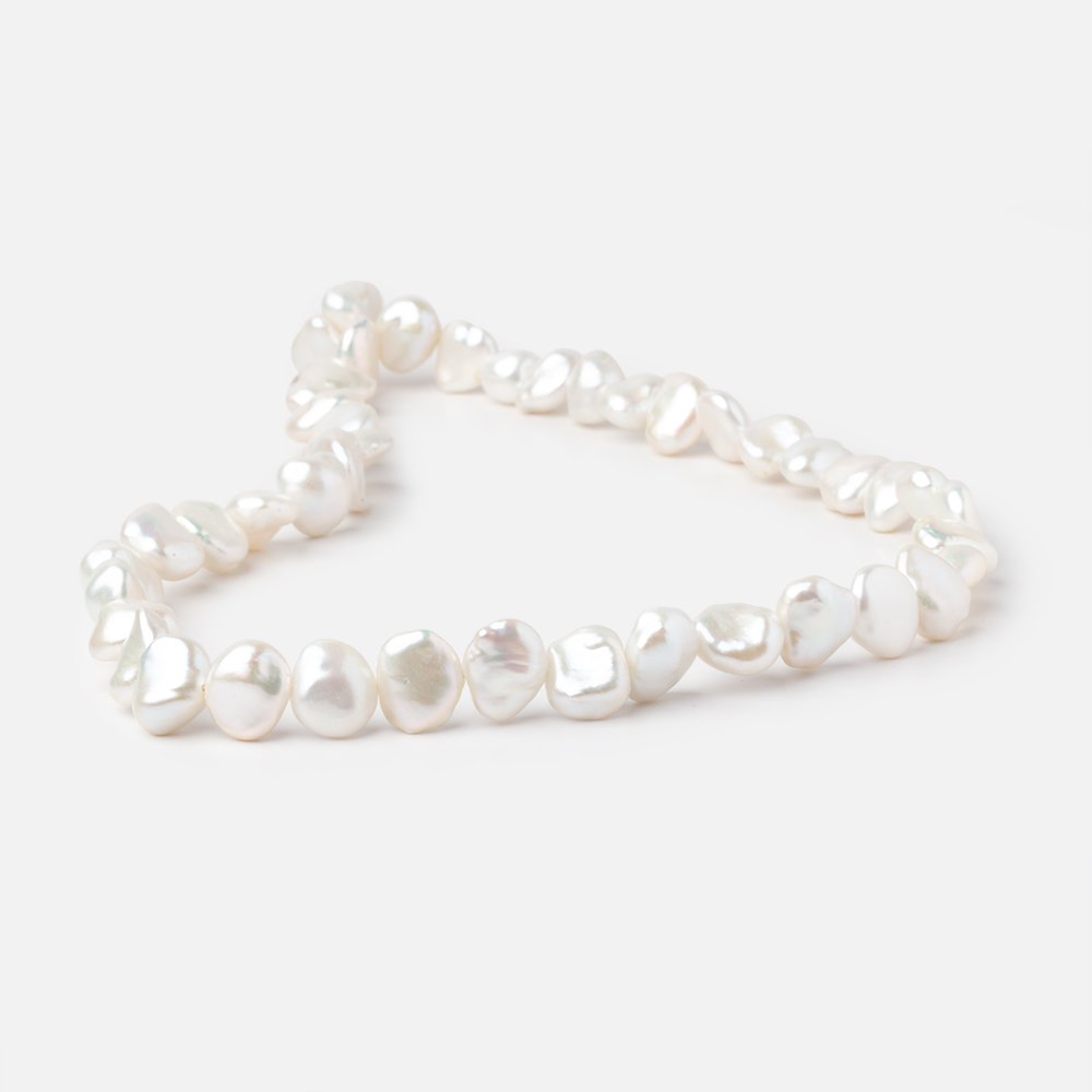 9-10mm Off White Side Drilled Keshi Freshwater Pearls 16 inch 45 pieces