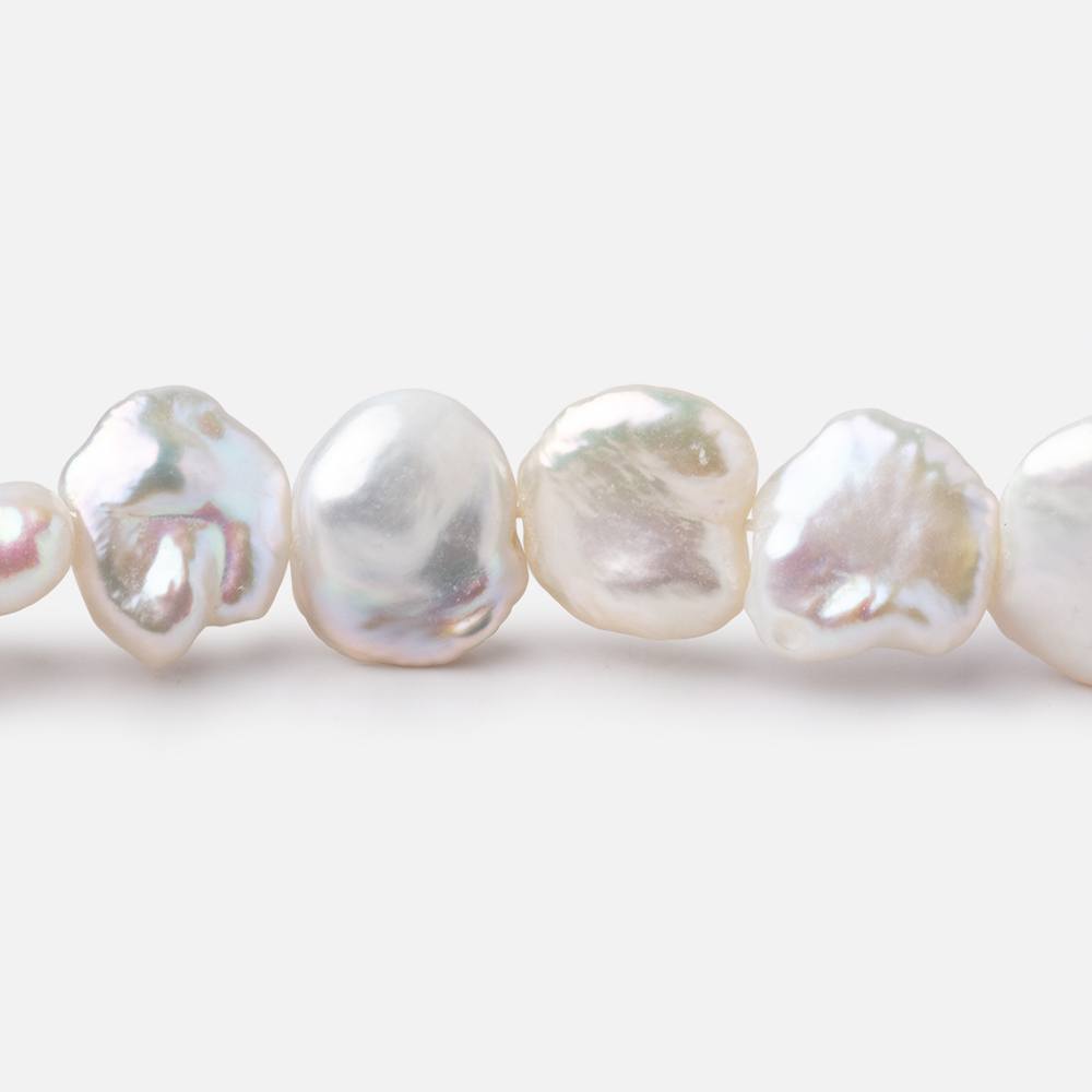 12-14mm Cream Keshi Side Drilled Freshwater Pearls 15.5 inch 34 pieces