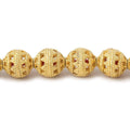 9mm 22kt Gold plated Filigree Ball Roval Bead 8 inch 21 pieces