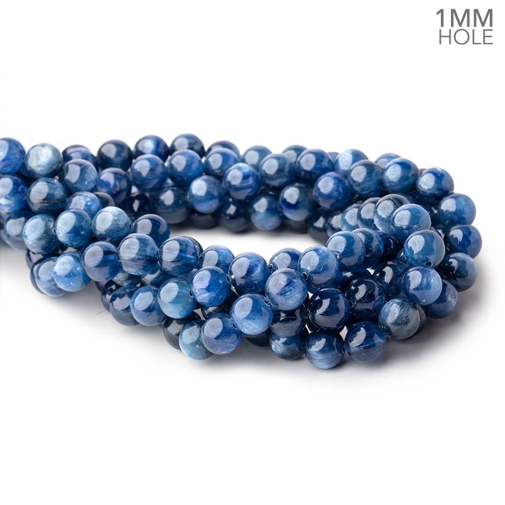9mm Blue Kyanite Plain Rounds 16 inch 45 beads AA 1mm hole