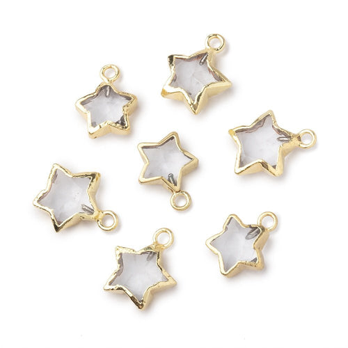 9mm Gold Leafed Crystal Quartz Faceted Star Focal Pendant 1 piece