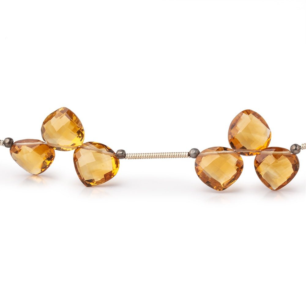 9mm Madeira Citrine Shoulder Drill Faceted Heart Beads 7 inch 15 pieces AAA