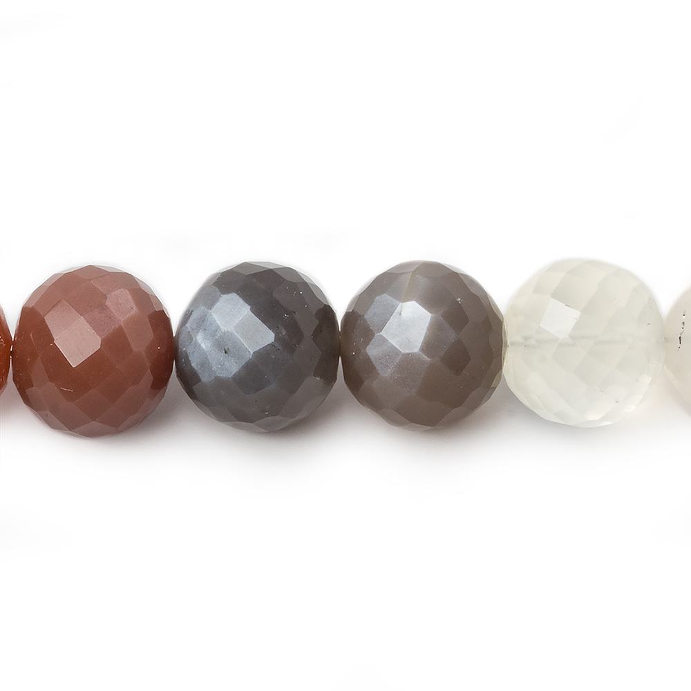 9mm Multi Color Moonstone Faceted Round 9.5 inch 26 Beads AAA