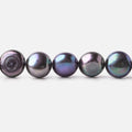 9mm Peacock Navy Button Freshwater Pearls 16 inch 45 pieces