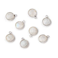 9mm Silver .925 Bezel Rainbow Moonstone faceted coin focal Pendant 1 piece