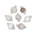 9mm Sterling Silver Bezel White Drusy Coin Connector 1 piece