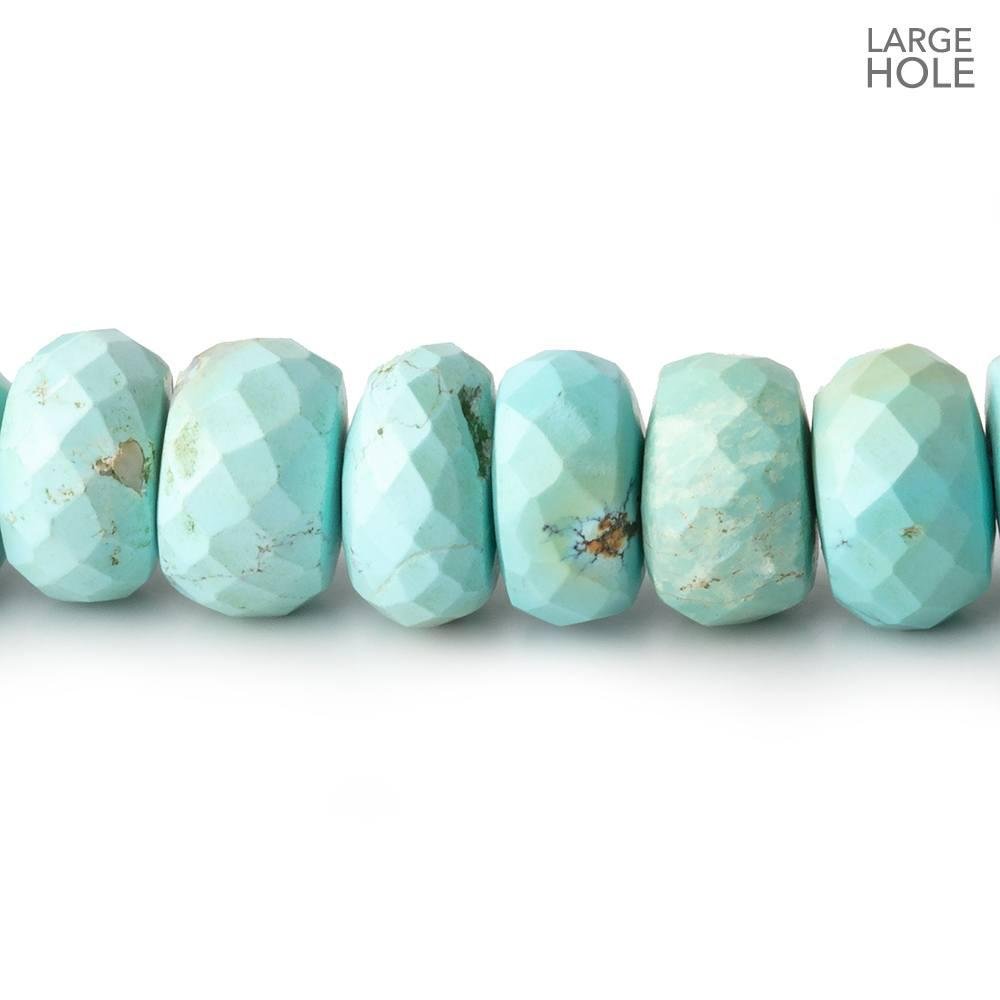 9mm Turquoise Large Hole Faceted Rondelle Beads 16 inch 76 pieces