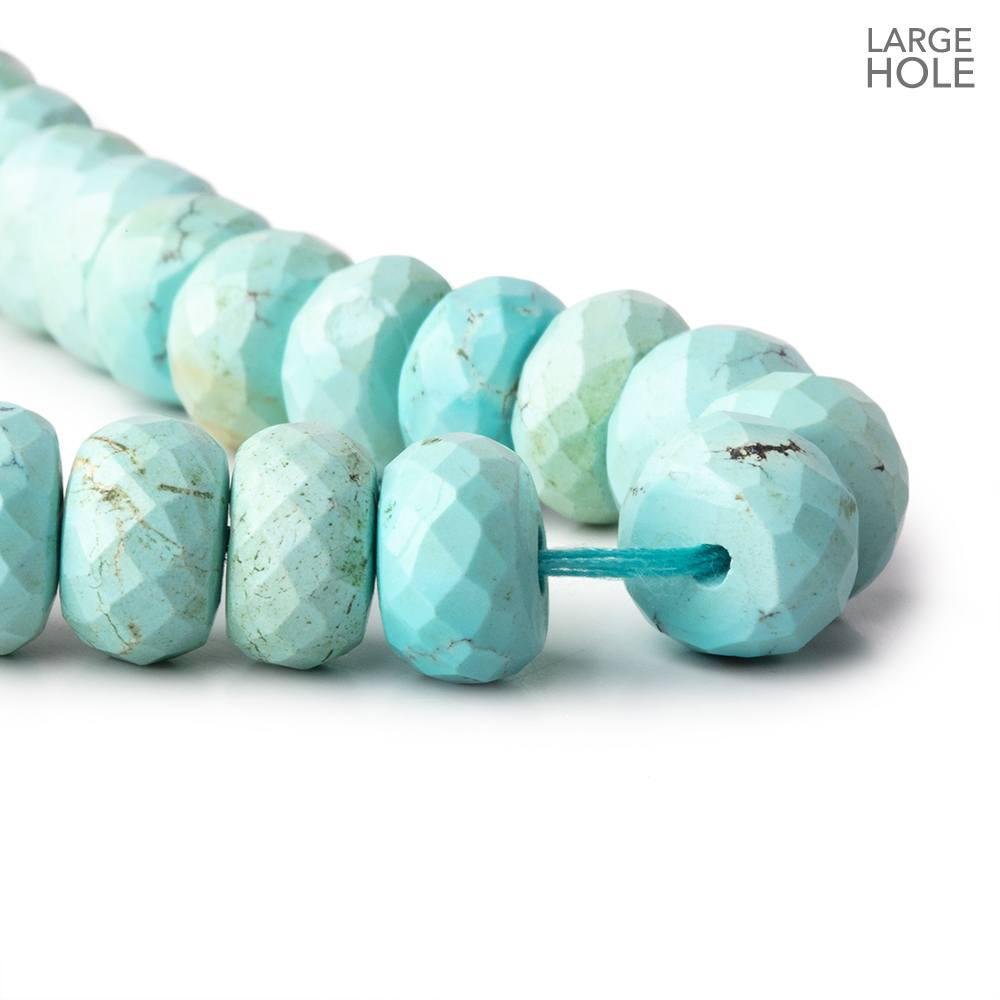 9mm Turquoise Large Hole Faceted Rondelle Beads 16 inch 76 pieces