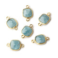 9mm Vermeil Bezel Aquamarine faceted cushion Connector 1 focal bead