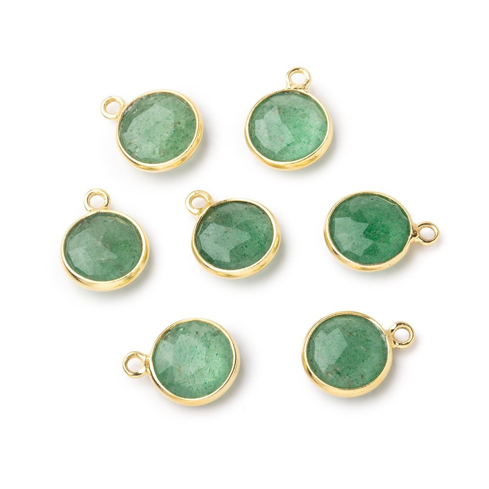 9mm Vermeil Bezel Aventurine Faceted Coin Pendant 1 Focal piece