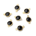 9mm Vermeil Bezel Black Onyx Faceted Coin connector 1 Focal Piece