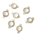 9mm Vermeil Bezel Crystal Quartz faceted coin Connector 1 focal bead