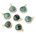 9mm Vermeil Bezel Emerald Faceted Heart Pendant 1 piece