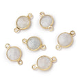 9mm Vermeil Bezel Rainbow Moonstone Faceted Coin Connector 1 piece