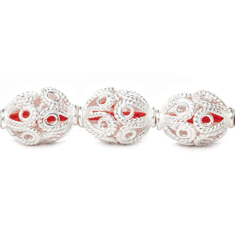 9x13mm Sterling Silver Plated Copper Bead Cap Filigree Design 8 inch 24 pcs