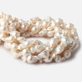9x14-11x16mm Off White Flame Ball Ultra Baroque Freshwater Pearls 16 inch 18 pieces A grade